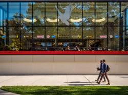 Students walking outside of the Student Center.